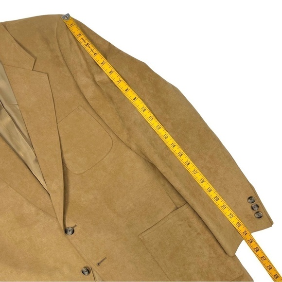 Vintage Neiman Marcus Men's Suede 2 Button Blazer Tan Size 42 - Picture 10 of 11